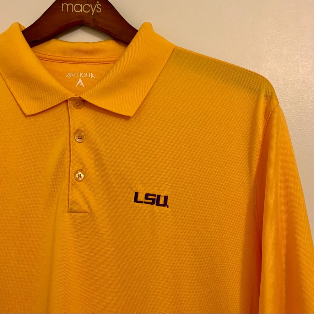 Men's Antigua LSU Tigers Polo Gold Sz L NCAA Excellent